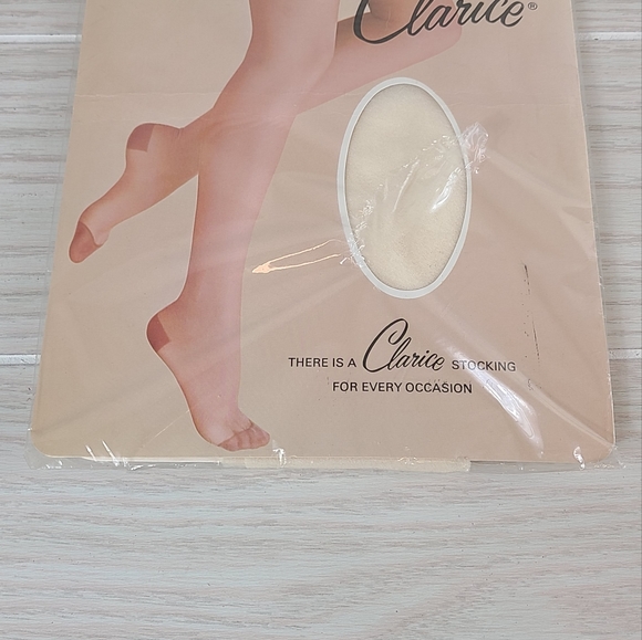 Vtg Clarice Off White Stockings Sheer 9-10 Hosiery Seamless Stretch Agilon NOS - Picture 1 of 4